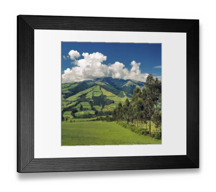 Framed Print : South America, Ecuador, Otavalo. Fertile fields dot the hillsides in the Central Framed Print : South America, Ecuador, Otavalo. Fertile fields dot the hillsides in the Central