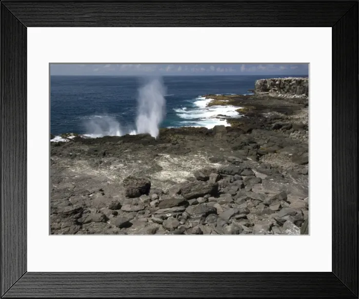 Framed Print : The Blow Hole along the shoreline of Espanola, Galapagos National Park Framed Print : The Blow Hole along the shoreline of Espanola, Galapagos National Park