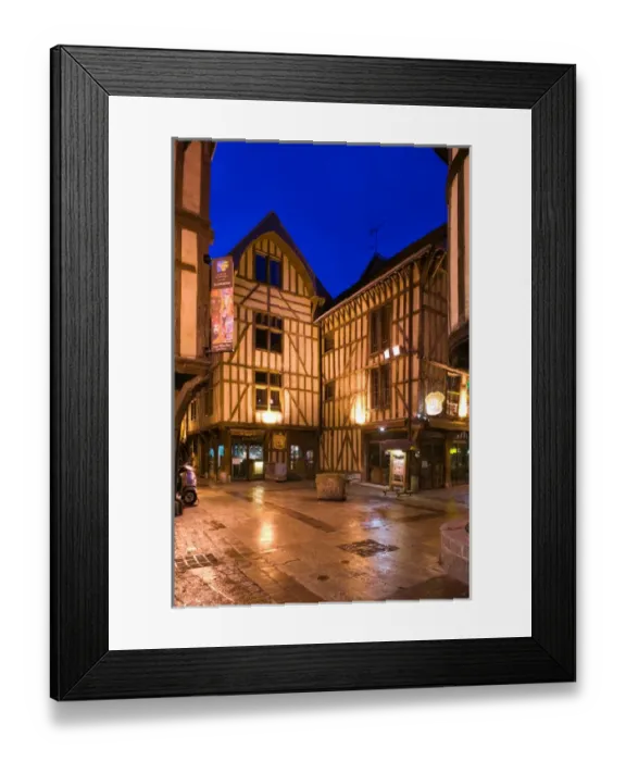 Framed Print : FRANCE-Champagne (Aube)-Troyes: Half Timbered Houses  /  Evening  /  Old Town