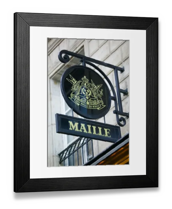 Framed Print : Europe, France, Paris, Place de la Madeleine: Boutique Maille- Exotic Mustard Shop - Sign