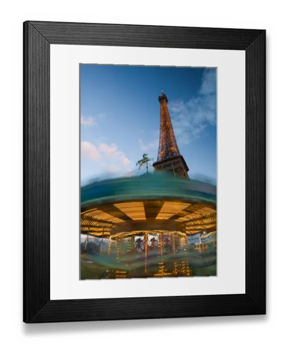 Framed Print : Europe, France, Paris, Eiffel Tower Area: Evening View of the Eiffel Tower & Carousel Framed Print : Europe, France, Paris, Eiffel Tower Area: Evening View of the Eiffel Tower & Carousel