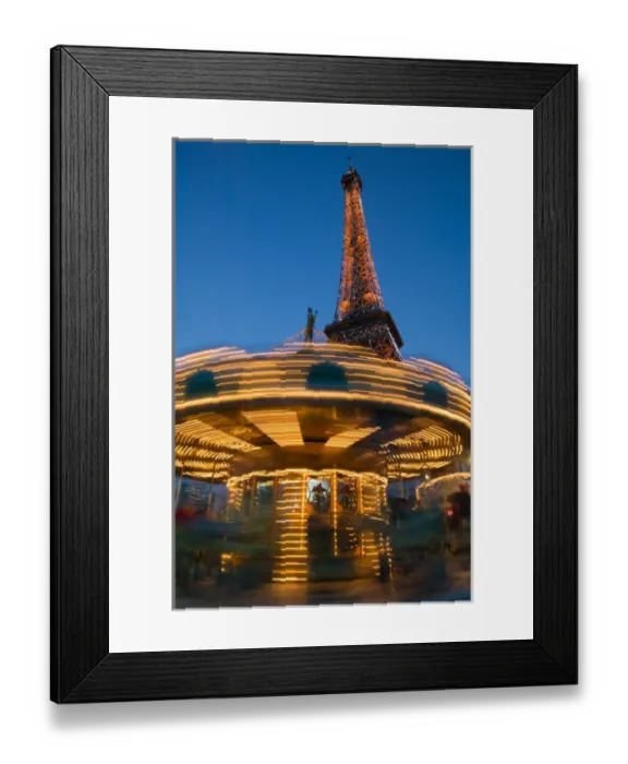 Framed Print : Europe, France, Paris, Eiffel Tower Area: Evening View of the Eiffel Tower & Carousel Framed Print : Europe, France, Paris, Eiffel Tower Area: Evening View of the Eiffel Tower & Carousel
