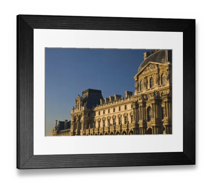 Framed Print : France, Paris, Louvre Museum from the Pyramid, sunset Framed Print : France, Paris, Louvre Museum from the Pyramid, sunset