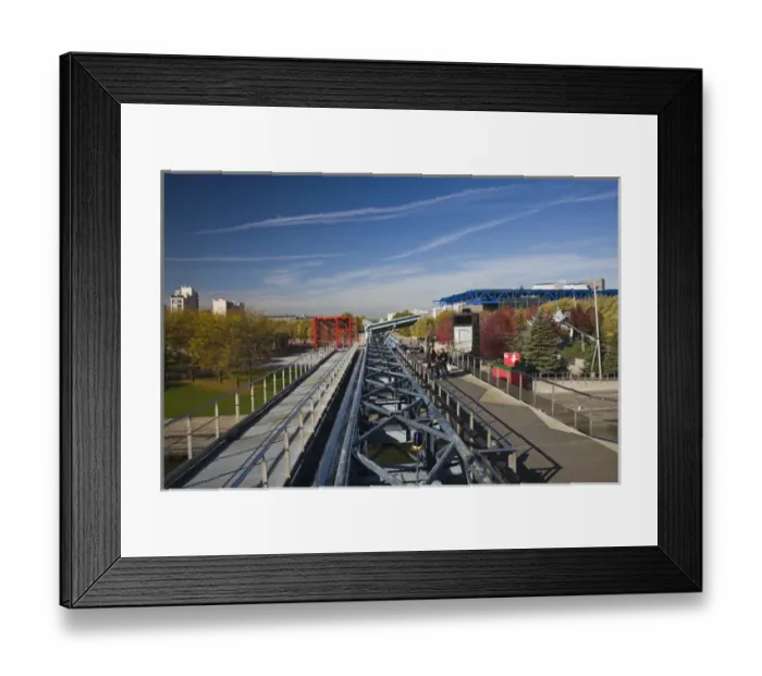 Framed Print : France, Paris, Parc de la Villette, walkway to Cite des Sciences et de l Industrie