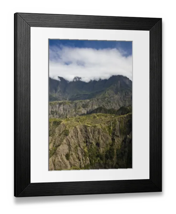 Framed Print : France, Reunion Island, Cirque de Cilaos, Cilaos, mountain view from RN5 mountain road
