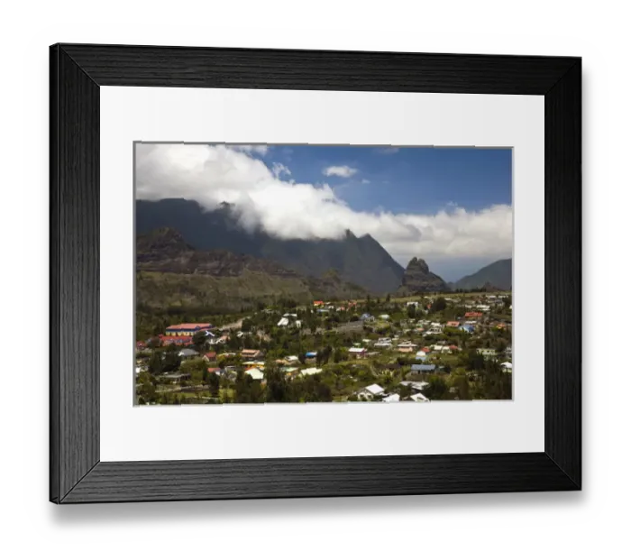 Framed Print : France, Reunion Island, Cirque de Cilaos, Cilaos, town and mountains Framed Print : France, Reunion Island, Cirque de Cilaos, Cilaos, town and mountains