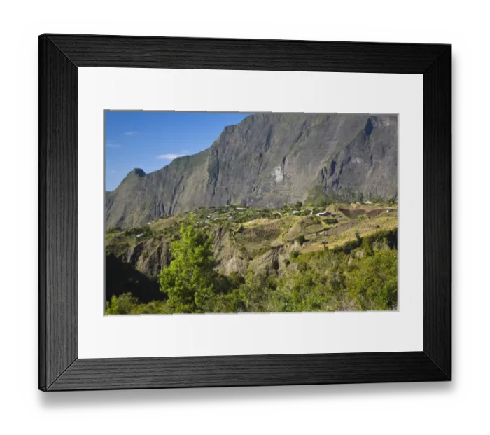 Framed Print : France, Reunion Island, Cirque de Cilaos, mountain vista towards Ilet-a-Cordes Framed Print : France, Reunion Island, Cirque de Cilaos, mountain vista towards Ilet-a-Cordes