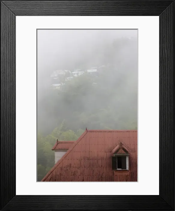 Framed Print : France, Reunion Island, Cirque de Salazie, Hell-Bourg, red roof