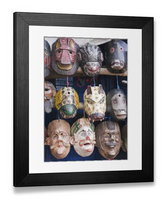 Framed Print : Latin America, Guatemala, Western Highlands, Chichicastenango, Traditional Masks For Sale Framed Print : Latin America, Guatemala, Western Highlands, Chichicastenango, Traditional Masks For Sale
