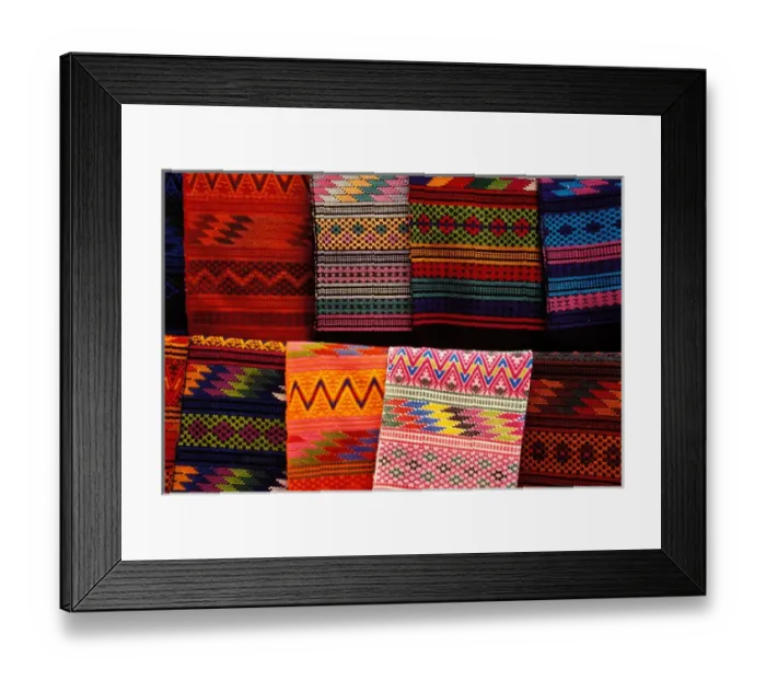 Framed Print : Guatemala, Quiche Province, Chichicastenango. Traditional textiles