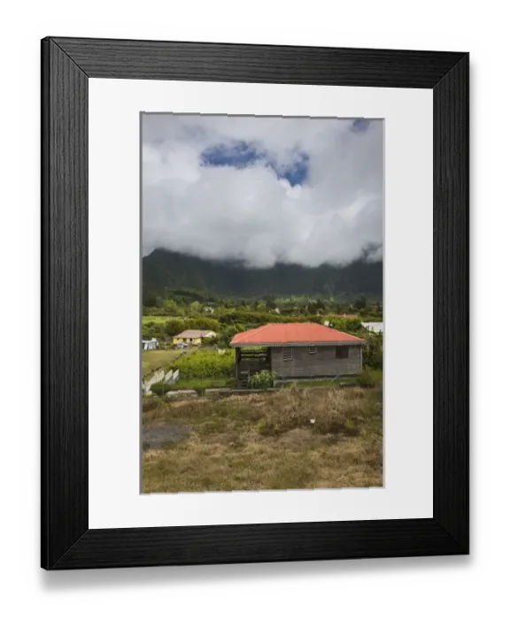 Framed Print : France, Reunion Island, Plaine-des-Palmistes, mountainside houses Framed Print : France, Reunion Island, Plaine-des-Palmistes, mountainside houses