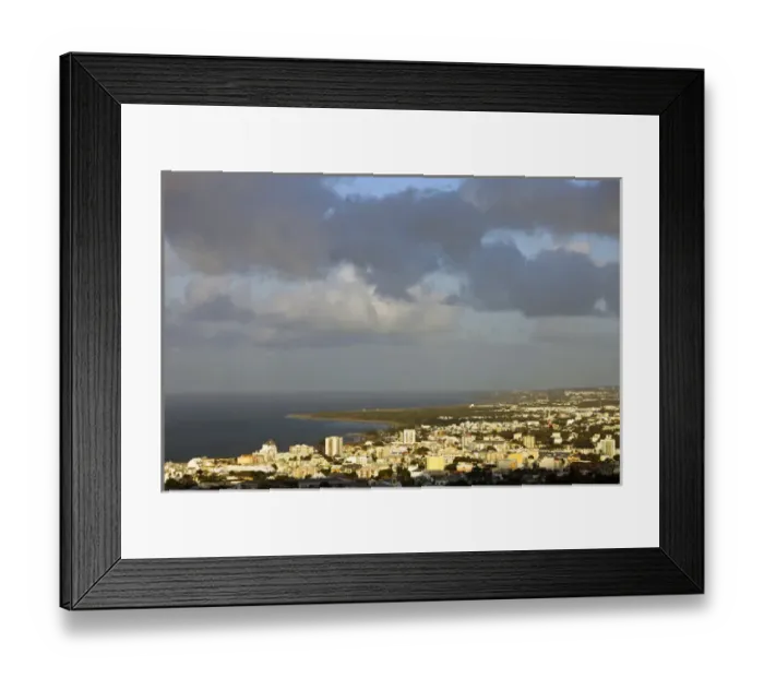 Framed Print : France, Reunion Island, St-Denis, dusk view from La Montaigne