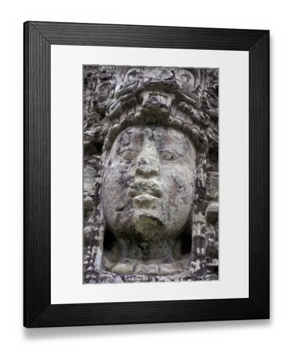 Framed Print : CA, Honduras Face carving at Copan Ruinas Framed Print : CA, Honduras Face carving at Copan Ruinas