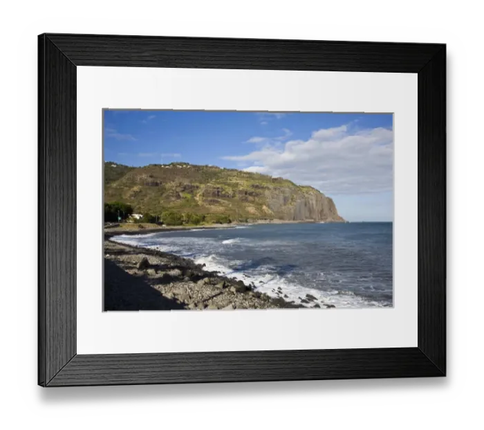 Framed Print : France, Reunion Island, St-Denis, view of La Montaigne from Le Barachois waterfront