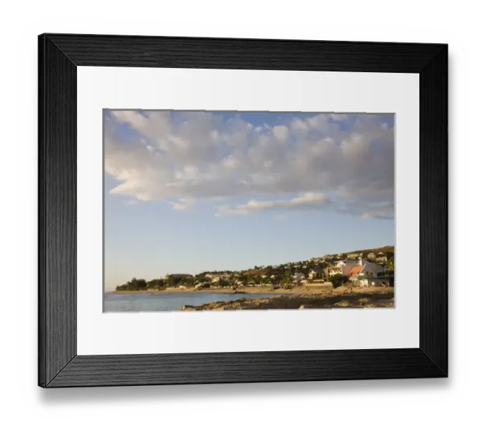 Framed Print : France, Reunion Island, St-Gilles-Les-Bains, Plage des Roches Noires beach, dusk Framed Print : France, Reunion Island, St-Gilles-Les-Bains, Plage des Roches Noires beach, dusk