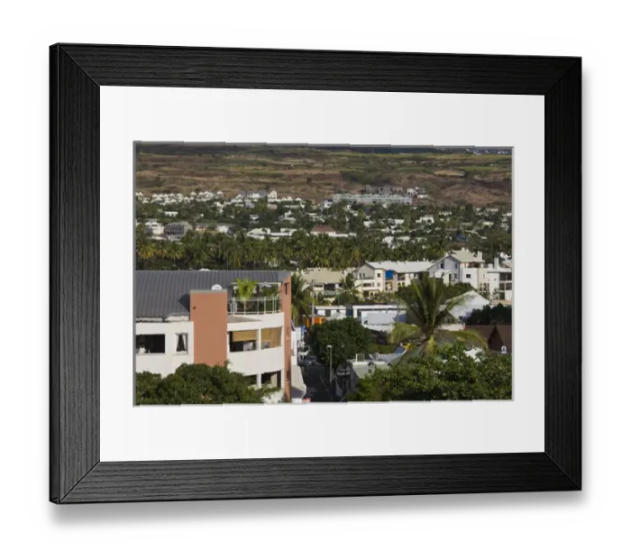 Framed Print : France, Reunion Island, St-Gilles-Les-Bains, high angle town view Framed Print : France, Reunion Island, St-Gilles-Les-Bains, high angle town view
