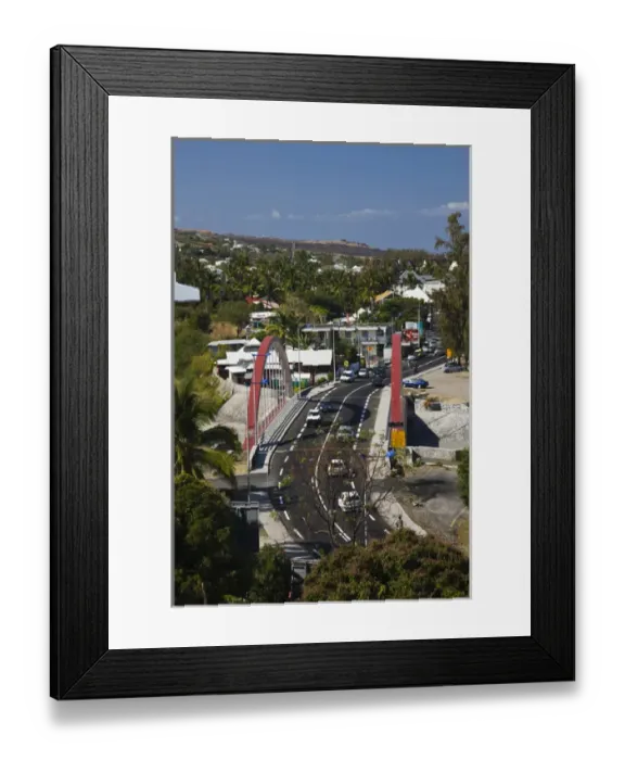 Framed Print : France, Reunion Island, St-Leu, town and St-Leu bridge Framed Print : France, Reunion Island, St-Leu, town and St-Leu bridge