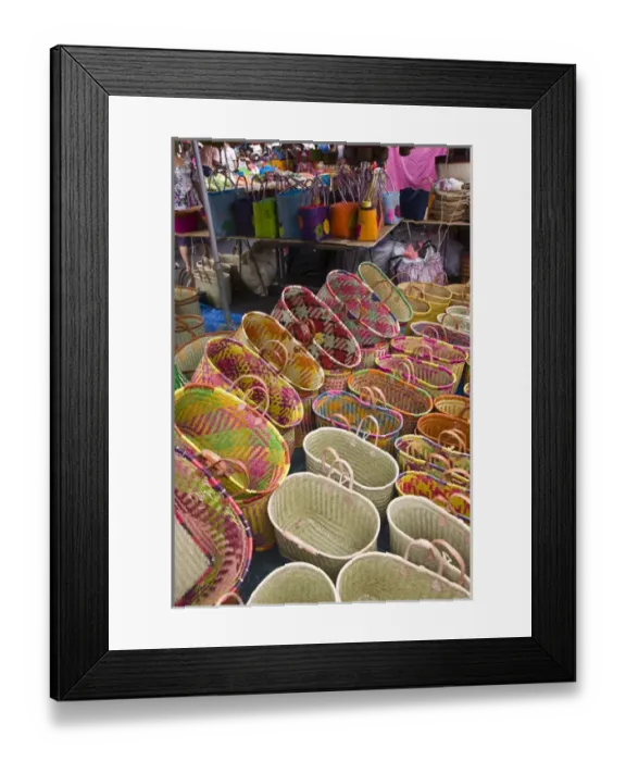Framed Print : France, Reunion Island, St-Paul, Seafront Market, Reunion-made handbags Framed Print : France, Reunion Island, St-Paul, Seafront Market, Reunion-made handbags