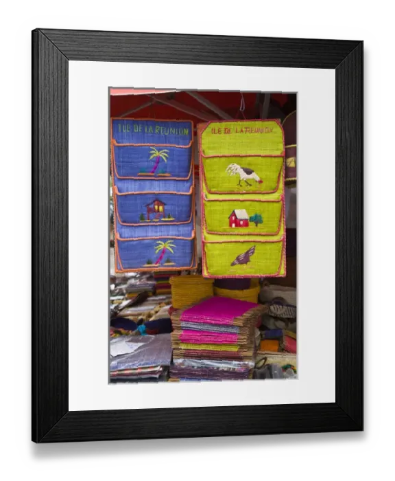 Framed Print : France, Reunion Island, St-Paul, Seafront Market, Reunion-made souvenirs