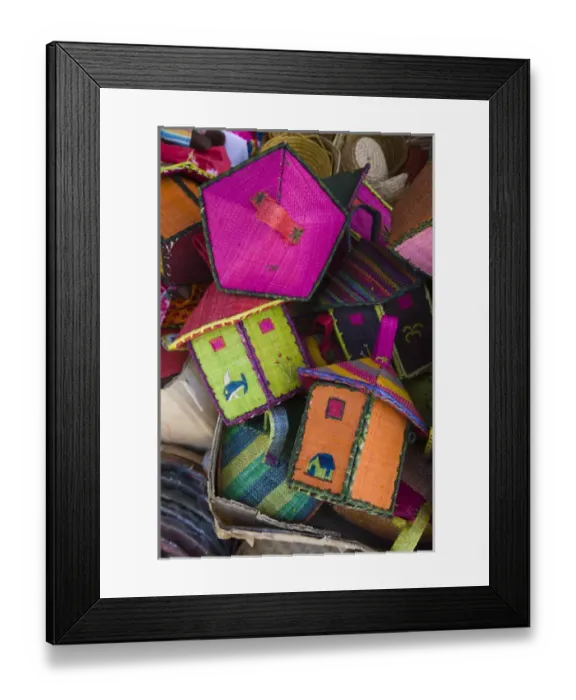 Framed Print : France, Reunion Island, St-Pierre, Covered Market, Reunion-made bags for sale Framed Print : France, Reunion Island, St-Pierre, Covered Market, Reunion-made bags for sale