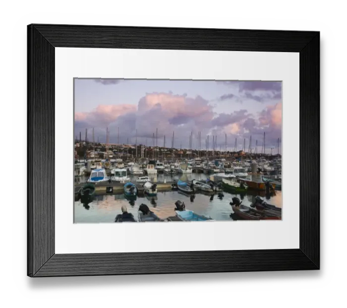 Framed Print : France, Reunion Island, St-Pierre, yacht harbor, dusk