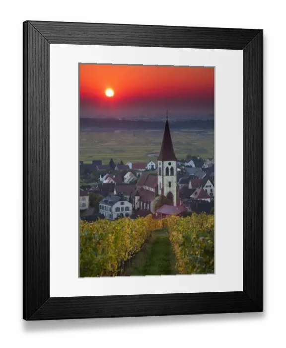 Framed Print : France, Haut-Rhin, Alsace Region, Alasatian Wine Route, Ammerschwihr, town view, sunrise Framed Print : France, Haut-Rhin, Alsace Region, Alasatian Wine Route, Ammerschwihr, town view, sunrise