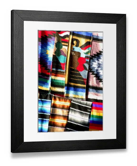 Framed Print : North America, Mexico, State of Sinaloa, Mazatlan. Typical Mexican souvenir blankets