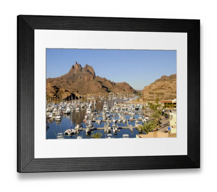 Framed Print : Mexico, State of Sonora, San Carlos. Harbor & port area, Tetakawi Hill in the distance Framed Print : Mexico, State of Sonora, San Carlos. Harbor & port area, Tetakawi Hill in the distance