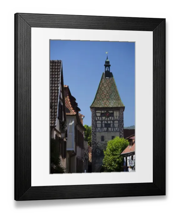 Framed Print : France, Haut-Rhin, Alsace Region, Alasatian Wine Route, Bergheim, town detail