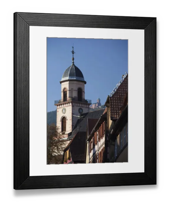 Framed Print : France, Haut-Rhin, Alsace Region, Alasatian Wine Route, Saint-Hippolyte, town church Framed Print : France, Haut-Rhin, Alsace Region, Alasatian Wine Route, Saint-Hippolyte, town church