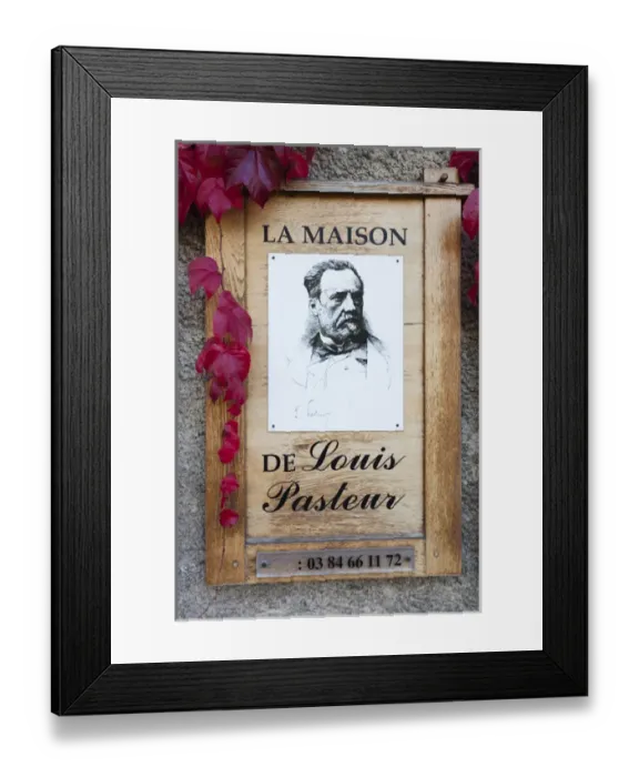 Framed Print : France, Jura Department, Franche-Comte Region, Arbois, sign for the Maison Pasteur Framed Print : France, Jura Department, Franche-Comte Region, Arbois, sign for the Maison Pasteur