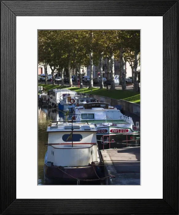 Framed Print : France, Languedoc-Roussillon, Aude Department, Narbonne, Canal de la Robine by Framed Print : France, Languedoc-Roussillon, Aude Department, Narbonne, Canal de la Robine by