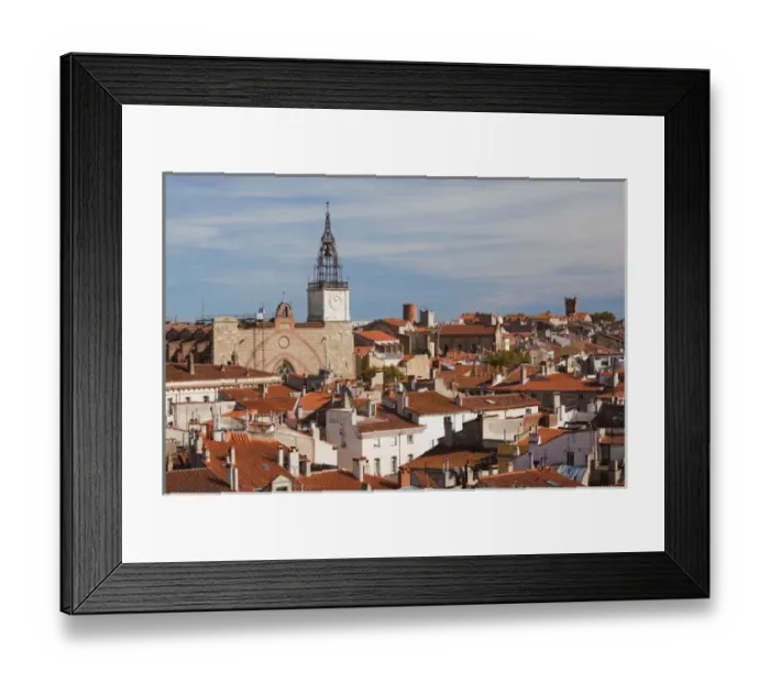 Framed Print : France, Languedoc-Roussillon, Pyrenees-Orientales Department, Perpignan, city overview