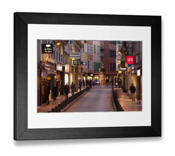 Framed Print : France, Languedoc-Roussillon, Pyrenees-Orientales Department, Perpignan, rue L. Blanc Framed Print : France, Languedoc-Roussillon, Pyrenees-Orientales Department, Perpignan, rue L. Blanc