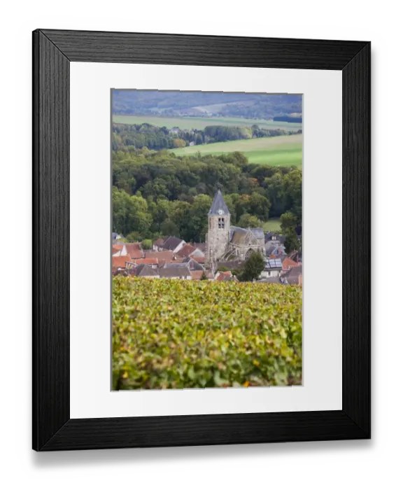 Framed Print : France, Marne, Champagne Ardenne, Avenay Val-d Or, town overview