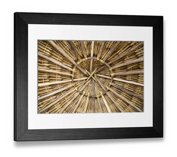 Framed Print : Cancun, Quintana Roo, Mexico - Radial pattern woven with natural fibers. Horizontal shot