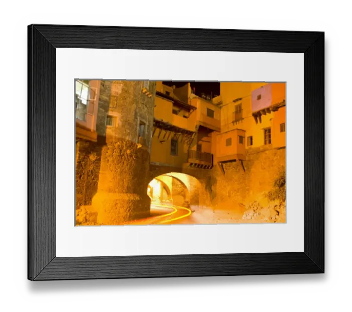 Framed Print : North America, Mexico, Guanajuato. Subterranean street at night with houses built above Framed Print : North America, Mexico, Guanajuato. Subterranean street at night with houses built above
