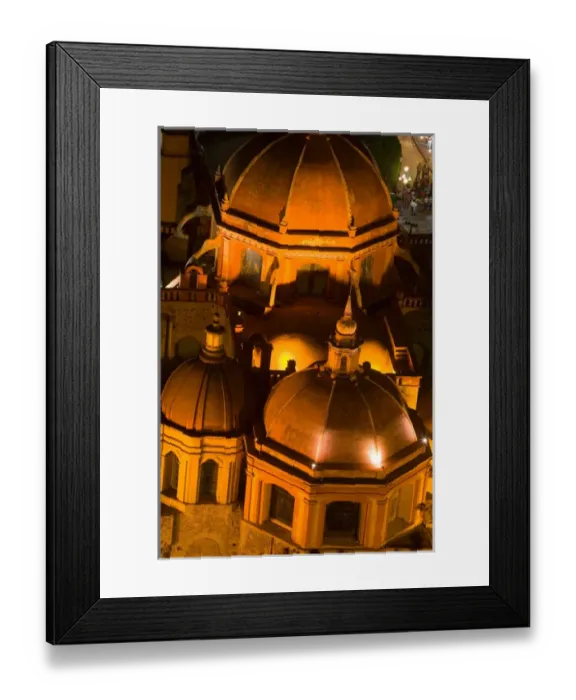 Framed Print : North America, Mexico, Guanajuato. Church of San Diego from above at night