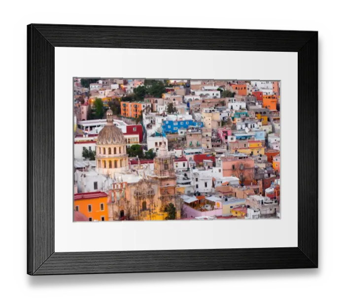 Framed Print : North America, Mexico, Guanajuato. Templo La Compania and colorful houses on steep Framed Print : North America, Mexico, Guanajuato. Templo La Compania and colorful houses on steep