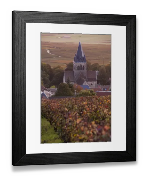 Framed Print : France, Marne, Champagne Ardenne, Ville Dommange, town overview, sunrise