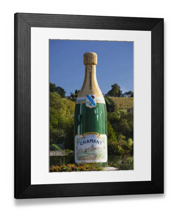 Framed Print : France, Marne, Champagne Region, Cramant, champagne bottle welcome sign