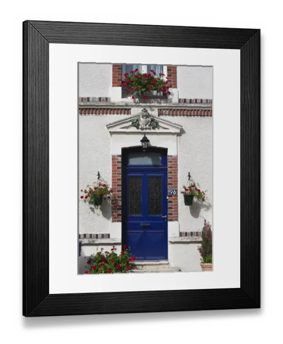 Framed Print : France, Marne, Champagne Region, Hautvillers, blue door Framed Print : France, Marne, Champagne Region, Hautvillers, blue door