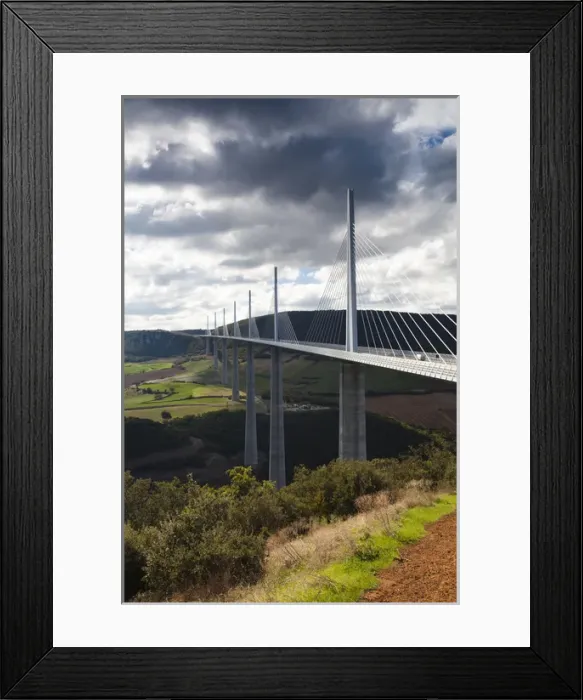 Framed Print : France, Midi-Pyrenees Region, Aveyron Department, Millau, Millau Viaduct Bridge