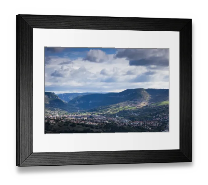 Framed Print : France, Midi-Pyrenees Region, Aveyron Department, Millau, town overview, daytime Framed Print : France, Midi-Pyrenees Region, Aveyron Department, Millau, town overview, daytime