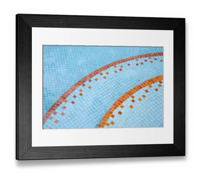 Framed Print : North America, Mexico, Yucatan, Merida. Tile steps leading into the swimming pool