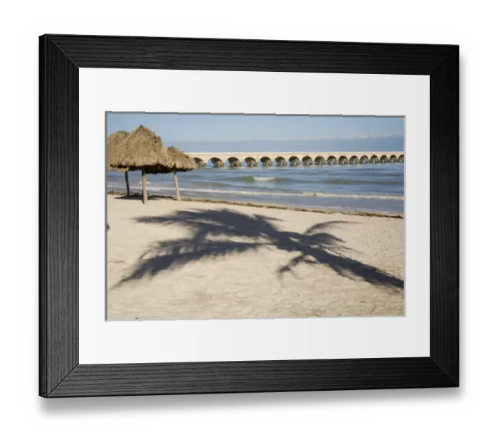 Framed Print : North America, Mexico, Yucatan, Progreso. The beach of Progreso with the 5 mile Framed Print : North America, Mexico, Yucatan, Progreso. The beach of Progreso with the 5 mile