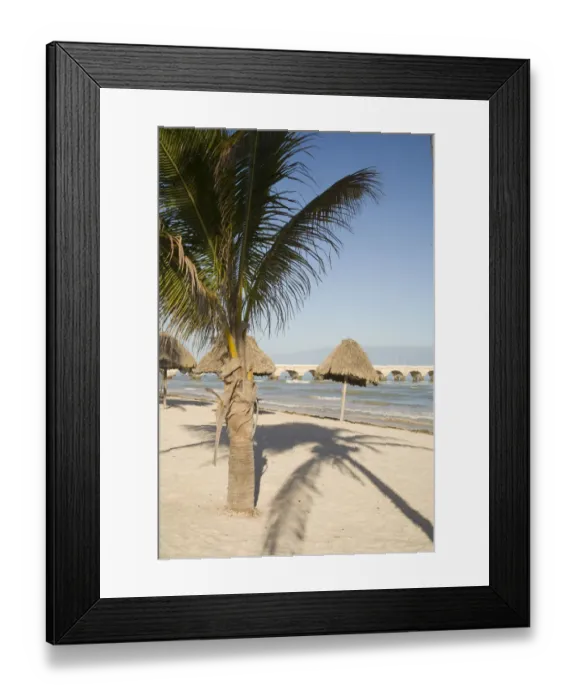 Framed Print : North America, Mexico, Yucatan, Progreso. The beach of Progreso with the 5 mile Framed Print : North America, Mexico, Yucatan, Progreso. The beach of Progreso with the 5 mile