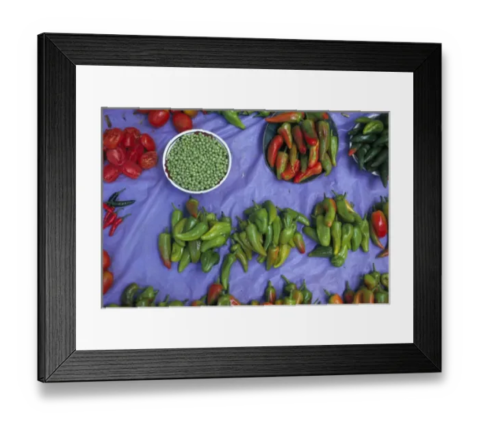 Framed Print : North America, Mexico, Oaxaca, Ocotlan Chiles and peas for sale at market Framed Print : North America, Mexico, Oaxaca, Ocotlan Chiles and peas for sale at market