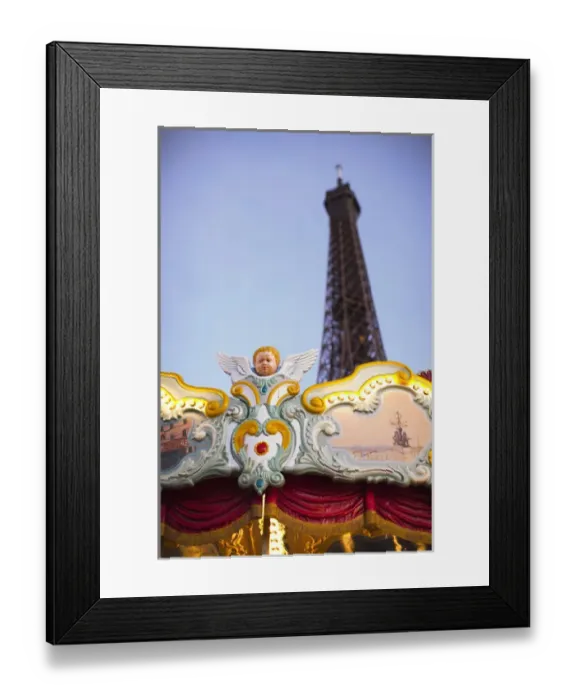 Framed Print : France, Paris, detail of carousel in front of the Eiffel Tower Framed Print : France, Paris, detail of carousel in front of the Eiffel Tower