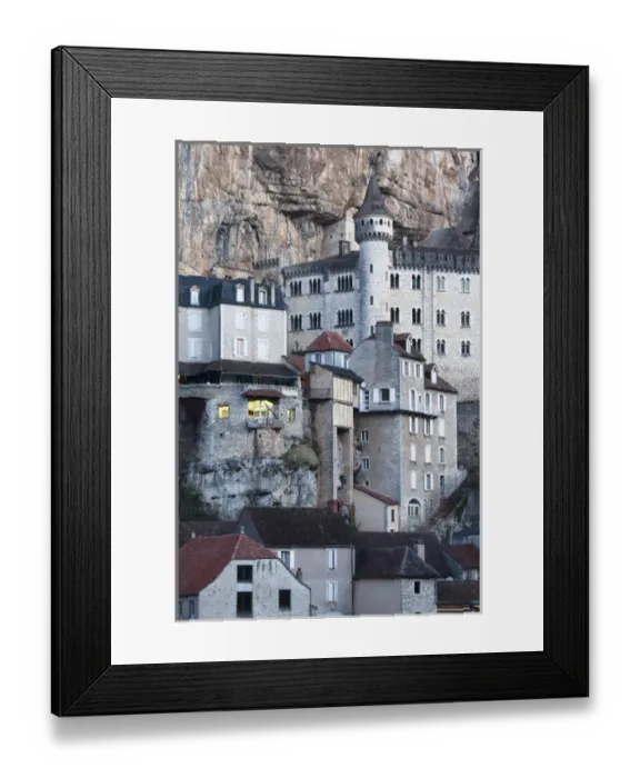 Framed Print : France, Midi-Pyrenees Region, Lot Department, Rocamador, elevated town view, dawn